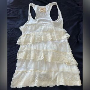 Hollister Cream Lace Layered Tank Top